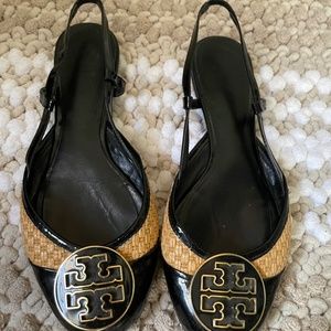 Tory Burch Black and Tan Flats